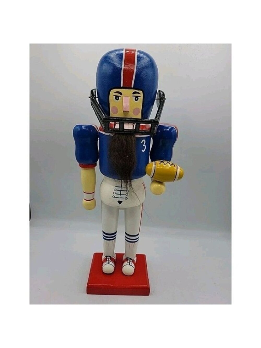 Old World 15" Red Blue Wooden Christmas Nutcracker Football Player Holiday Decor